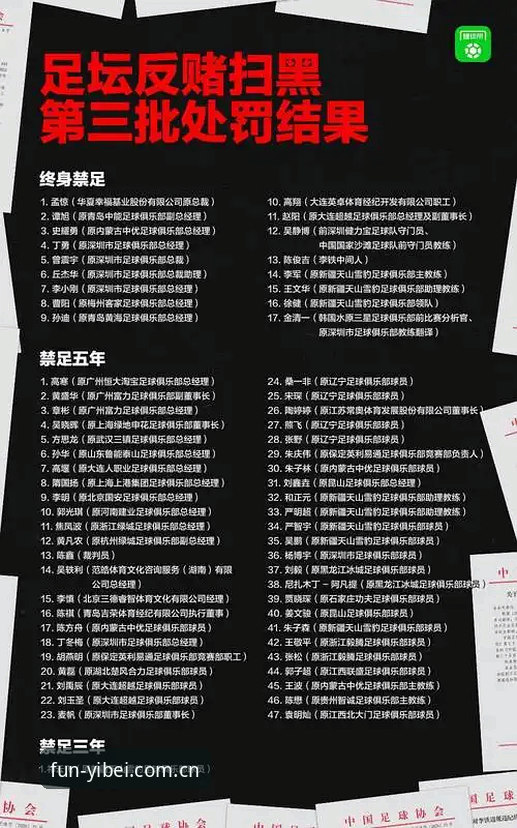 足协第三批禁足名单解读：从行业整顿看体育平台观赛必备知识